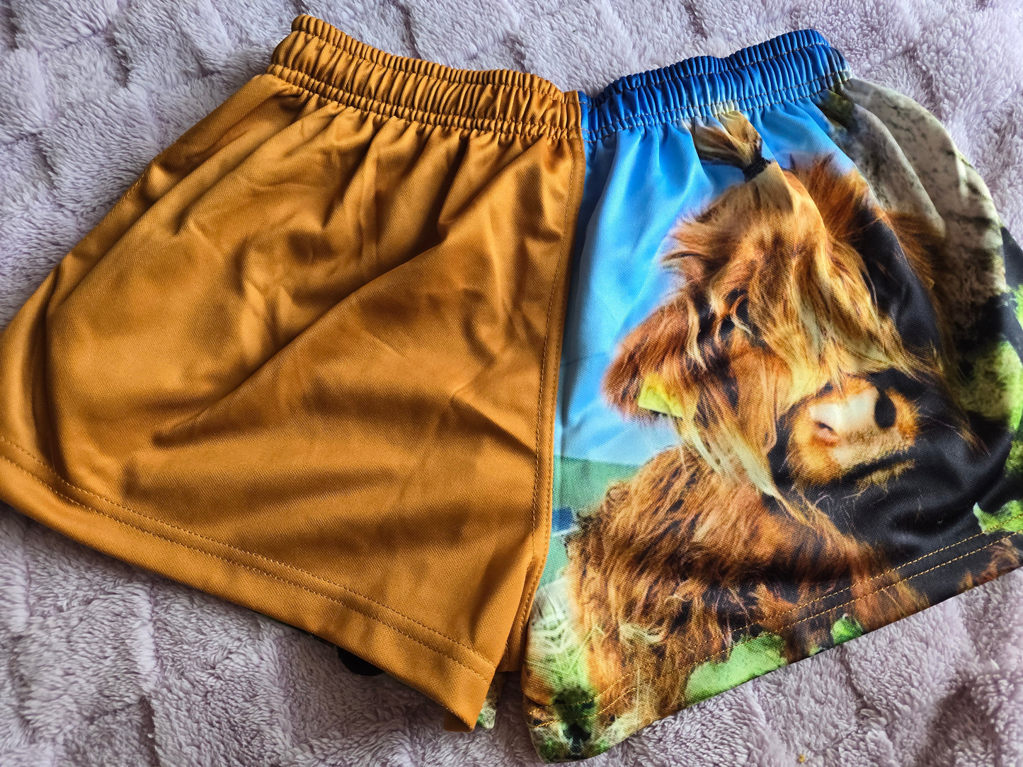 Highland cow footy shorts ( 10% OFF AT CHECKOUT)